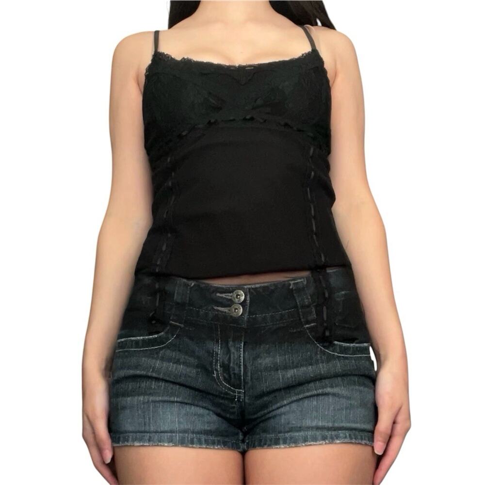 vintage y2k lace mesh babydoll tank top